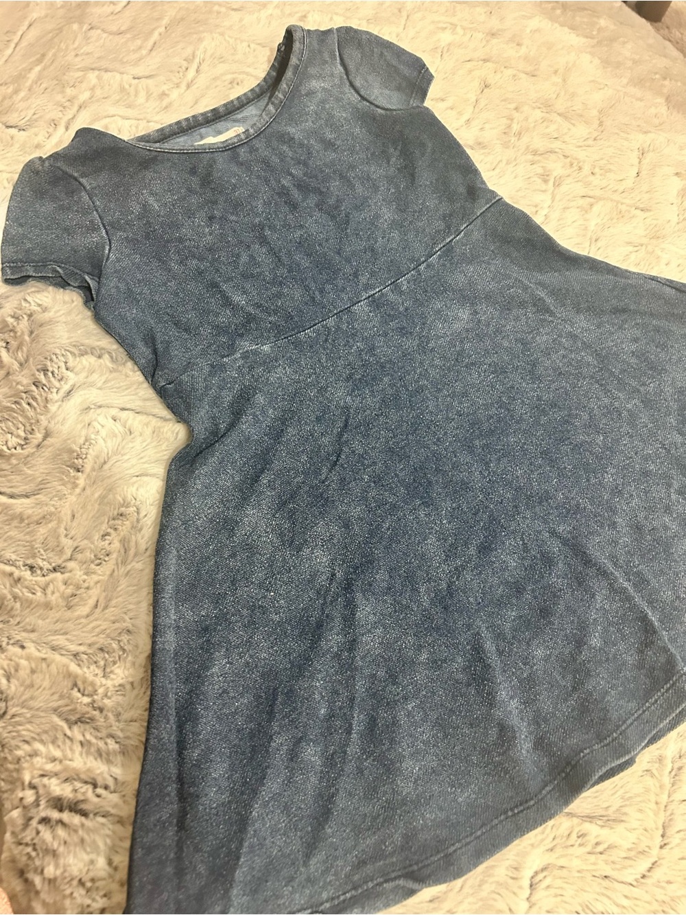 Epic Threads Girls' Short Sleeve Denim-Look Blue Dress